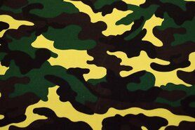 Bruine stoffen - Canvas stof - leger bruin/zwart/geel/groen - 961081-43