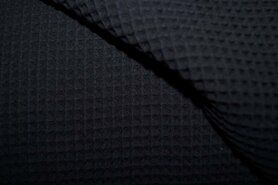 Zwarte stoffen - Wafelkatoen stof - Wafeldoek - zwart - 0267-999