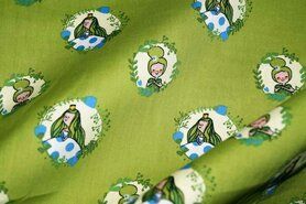 Decoratie en aankleding stoffen - Katoen stof - prinses in rondje - appelgroen - 3243-023