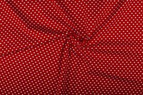 Babydeken stoffen - Katoen stof - kleine hartjes - rood - 1264-015