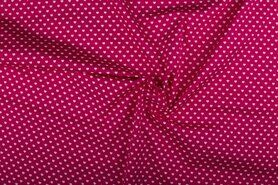 Babykamer stoffen - Katoen stof - kleine hartjes - fuchsia - 1264-017