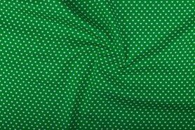 Katoenen stoffen met hartje - Katoen stof - kleine hartjes - groen - 1264-025