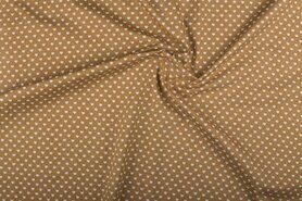 Hart motief stoffen - Katoen stof - kleine hartjes - beige - 1264-053