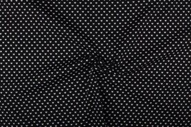 Babykamer stoffen - Katoen stof - hartjes - zwart - 1264-069