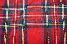 Viscose en polyester stoffen - Geruite stof - Scottish check - rood - 5192-015