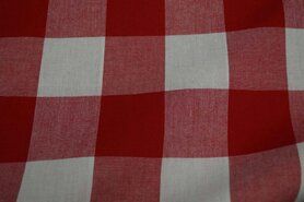 Gordijnstoffen - Katoen BB ruit 5 cm rood