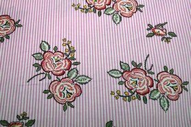 Poplin katoen stof - KN18 14998-880 Poplin stretch flower pink