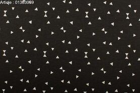 Kussen stoffen - Katoen stof - Interieurstof mini driehoekjes - zwart - 1363-069