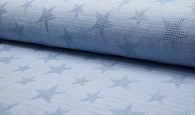 Decoratiestoffen - Katoen stof - Waffle jacquard star - blue - 8099-004