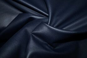 60% viscose, 35% polyamide, 5% elastan stoffen - Kunstleer stof - Foil Bianca rekbaar kunstleer - donkerblauw - 1005-008