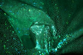 Feeststoffen - Paillette stof - rekbaar - folie-achtig - groen - 2213-025
