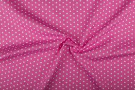 Roze Ledikantdeken stoffen - Katoen stof - kleine sterretjes - roze - 1266-011