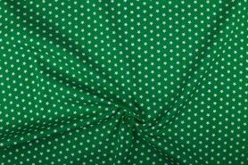Groene gordijnstoffen - Katoen stof - kleine sterretjes - groen - 1266-025