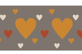 Beige - NB 10669-056 Boord/manchet cuff jacquard hearts beige/terra
