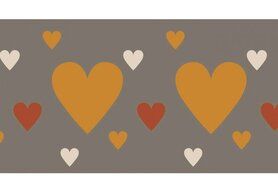 Oranje - NB 10669-056 Boord/manchet cuff jacquard hearts beige/terra