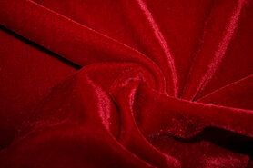 Kerststoffen - Polyester stof - Fluweel rekbaar warm - rood - 3348-016
