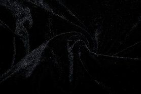 Polyester stoffen - Polyester stof - Fluweel rekbaar - zwart - 3348-069