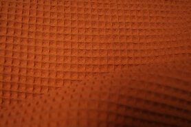 Oranje stoffen - Wafelkatoen stof - Wafeldoek - terra - 0267-454