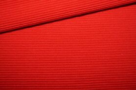 Katoen, polyester, elastan stoffen - Tricot stof - Cottoman ribbel - rood - 0592-425