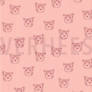 -Katoen stof - Poplin leopard portrait - roze - 7661-001 - Katoen stof - Poplin leopard portrait - roze - 7661-001