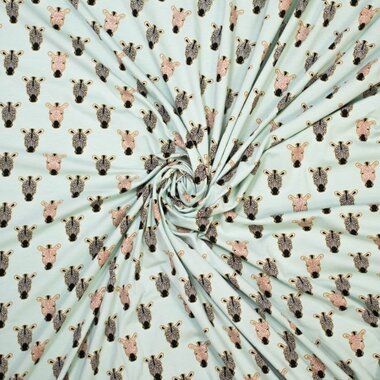 -Tricot stof - glitter zebra - mint - 340128-82 - Tricot stof - glitter zebra - mint - 340128-82