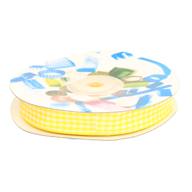 -Zierband kariert (15 mm) gelb/weiss - Zierband kariert (15 mm) gelb/weiss