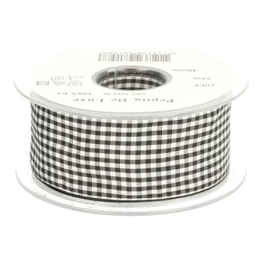 -Sierband geruit (38 mm) zwart/wit* - Sierband geruit (38 mm) zwart/wit*