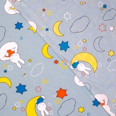 -Katoen stof - Nijntje - Miffy Nightmoon - lichtblauw - 661003-71 - Katoen stof - Nijntje - Miffy Nightmoon - lichtblauw - 661003-71