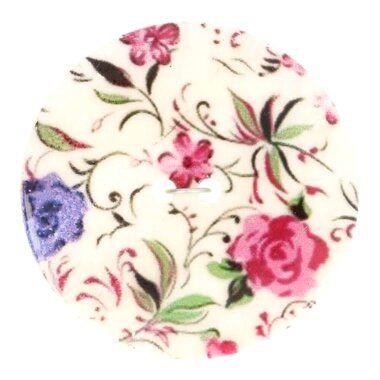 -Knoop Parelmoer Print Bloemetjes 2596-40-6 - Knoop Parelmoer Print Bloemetjes 2596-40-6