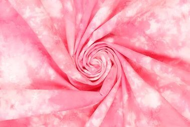 -Katoen stof - tie dye geborduurd - roze - 19706-880 - Katoen stof - tie dye geborduurd - roze - 19706-880
