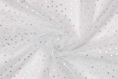 -Organza - dots - wit zilver - 317064-80 - Organza - dots - wit zilver - 317064-80