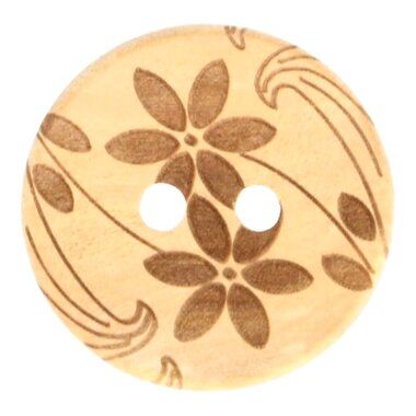 -Knoop hout bloemen 27.5mm (2552) - Knoop hout bloemen 27.5mm (2552) 