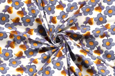 -Viscose stof - bedrukt bloemen - indigo - 19057-006 - Viscose stof - bedrukt bloemen - indigo - 19057-006