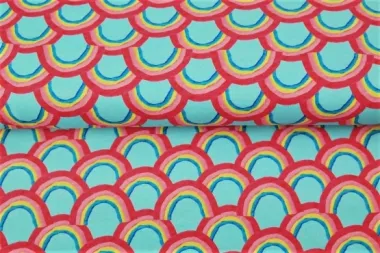 Jersey Stoff digitaler Regenbogen türkis 21298-09