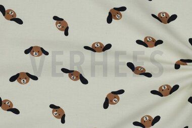 -Flanel stof - hondjes - offwhite - 6329-003 - Flanel stof - hondjes - offwhite - 6329-003