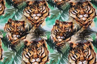 Jersey Stoff - digitale Tiger Farne - trkis - 21915-10 - Der Stoffladen >  Bestellen Sie Ihre Stoffe online.