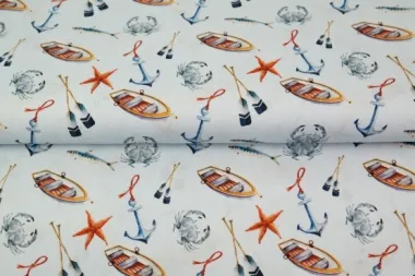 -Katoen stof - poplin waterthema - lichtblauw - 21118-09 - Katoen stof - poplin waterthema - lichtblauw - 21118-09
