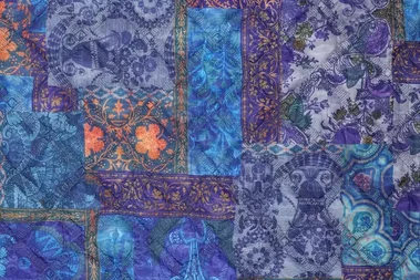 -Doorgestikte stof - gestept patchwork - blauw - 20028-690 - Doorgestikte stof - gestept patchwork - blauw - 20028-690
