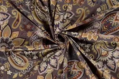 -Jersey Stoff - Viskose - Paisley Blumen - grau/ocker - 20211-068 - Jersey Stoff - Viskose - Paisley Blumen - grau/ocker - 20211-068