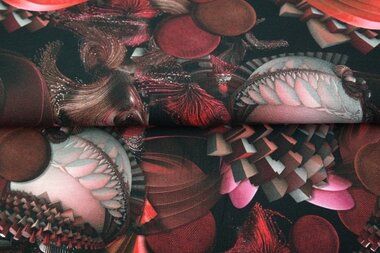 -Tricot stof - digitaal fantasie - rood - 22011-13 - Tricot stof - digitaal fantasie - rood - 22011-13