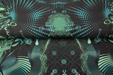 -Tricot stof - digitaal abstract - zwart/blauw - 22033-15 - Tricot stof - digitaal abstract - zwart/blauw - 22033-15