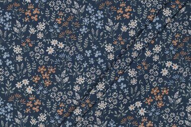 -Katoen met coating - bloemen - jeansblauw - 5270-007 - Katoen met coating - bloemen - jeansblauw - 5270-007