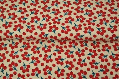 -Tricot stof - bessen - gebroken wit - 22607-02 - Tricot stof - bessen - gebroken wit - 22607-02