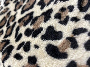 -Fleece Stoff - cuddle fleece - Panther Druck - off-white - B304 - Fleece Stoff - cuddle fleece - Panther Druck - off-white - B304