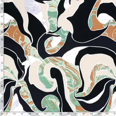 -Viscose stof - abstract - kaki groen - 20158-027 - Viscose stof - abstract - kaki groen - 20158-027