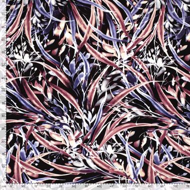 -Viscose stof - bladeren - zwart/oud roze - 20161-014 - Viscose stof - bladeren - zwart/oud roze - 20161-014