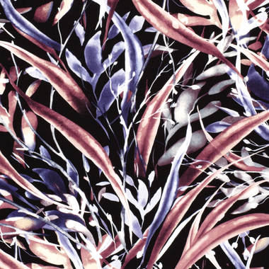 -Viscose stof - bladeren - zwart/oud roze - 20161-014 - Viscose stof - bladeren - zwart/oud roze - 20161-014