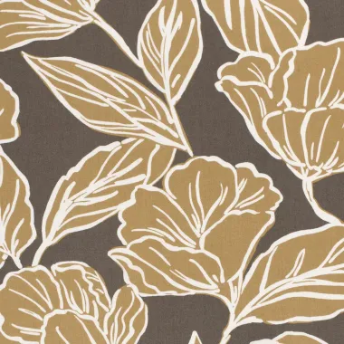 -Viscose stof - bloemen en bladeren - taupe - 20153-054 - Viscose stof - bloemen en bladeren - taupe - 20153-054