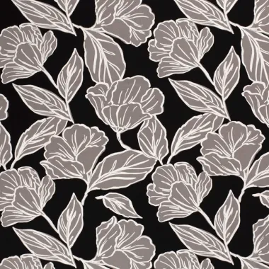 -Viscose stof - bloemen en bladeren - zwart - 20153-069 - Viscose stof - bloemen en bladeren - zwart - 20153-069