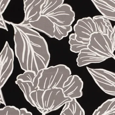 -Viscose stof - bloemen en bladeren - zwart - 20153-069 - Viscose stof - bloemen en bladeren - zwart - 20153-069